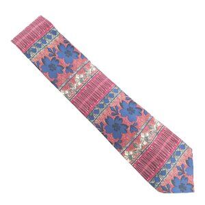 Next Men Necktie 100% Silk Geometric Floral Red Blue Green Beige 59x3.5 - NWOT